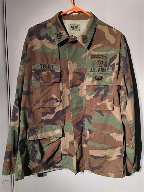 RARE! US ARMY RANGER BDU Woodland Camo Uniform Jacket M Staff Sergeant Infantry | #1819863434