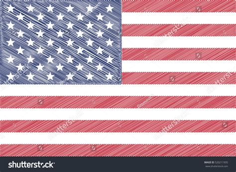 Flag Usa Pencil Drawing Vector Illustration Stock Vector (Royalty Free ...