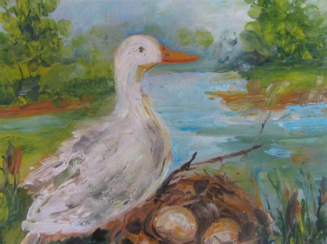 Duck Oil Painting Original Duck Artwork Colorful Painting | Etsy