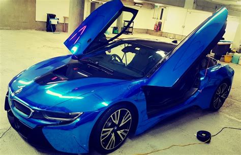 BMW i8 Blue Chrome Wrap London