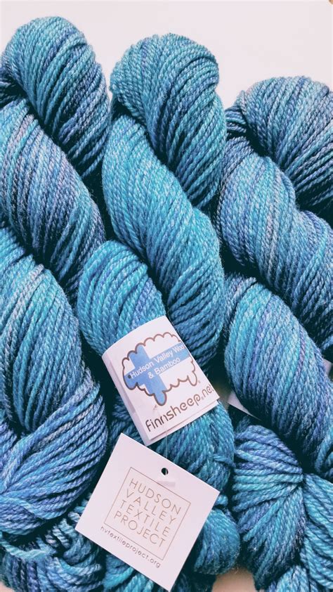 Local WOOL and BAMBOO 3 Ply Blue Variegated Yarn, Worsted Weight 78/22% Blend, 3.1 oz, 190 yards ...