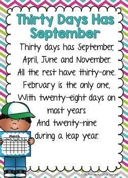 Days in the Month Poem by Miss Jacobs' Little Learners | TpT