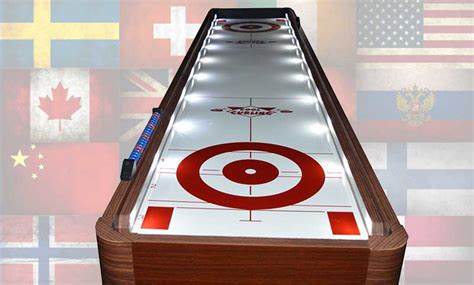 Edge II Curling & Shuffleboard 2 in 1 Game 8ft. Mahogany | Cool Curling Canada Shuffleboard Game ...