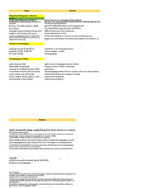 Annotated Bibliography - Translanguaging Format | PDF | Multilingualism | Cognition