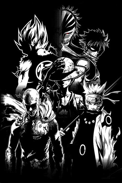 Anime Black And White Collage Wallpapers - Wallpaper Cave