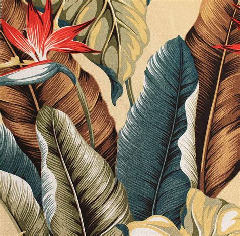 11 tropical leaf print barkcloth fabrics in 31 colorways - Retro Renovation