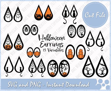 Halloween Earrings Svg Layered SVG Files Halloween Party - Etsy