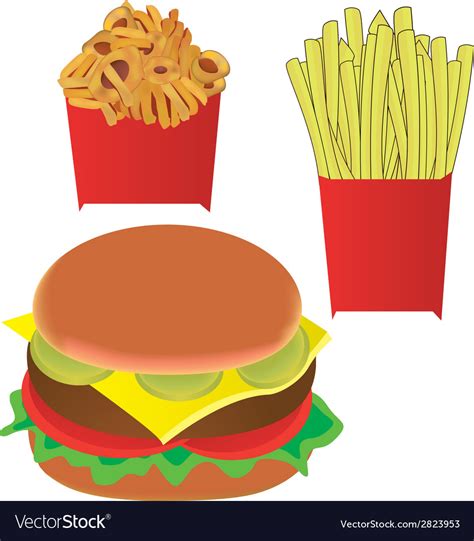 Hamburger and fries Royalty Free Vector Image - VectorStock