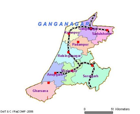 Sri Ganganagar District Map - View Sri Ganganagar District Road Map of Sri Ganganagar District