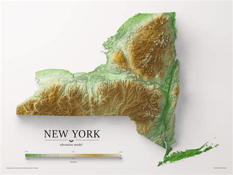 New York State Exaggerated Elevation Map [OC] : r/MapPorn