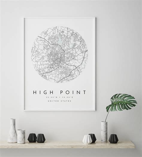 High Point Map High Point North Carolina City Map Home - Etsy