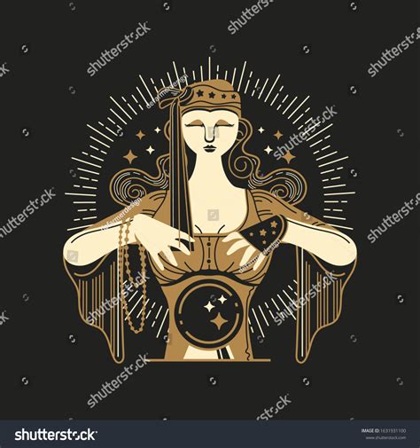 Gold Vintage Fortune Teller Vector Illustration Stock Vector (Royalty ...