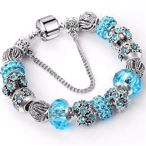 Pa Silver charm Bracelets & bangles crystal Beads Amulets bracelets for ...