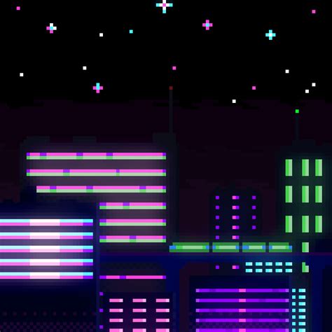 The Neon City Glow. [OC] : PixelArt