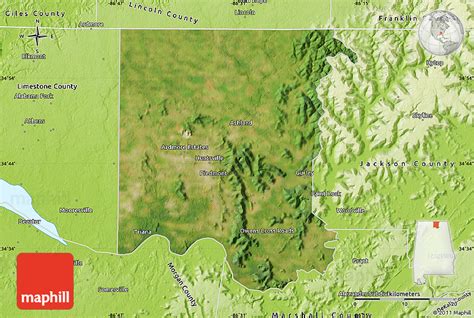 Satellite Map of Madison County, physical outside