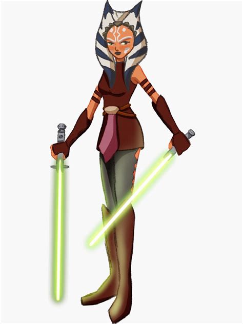 "Ahsoka Tano Green Lightsabers " Sticker by aaahsokatano | Redbubble