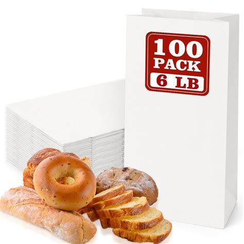 BagDream 100Pcs 6lb White Paper Lunch Bags Small Kraft Paper Bags Grocery Lunch Bags, 6x3.54x11 ...