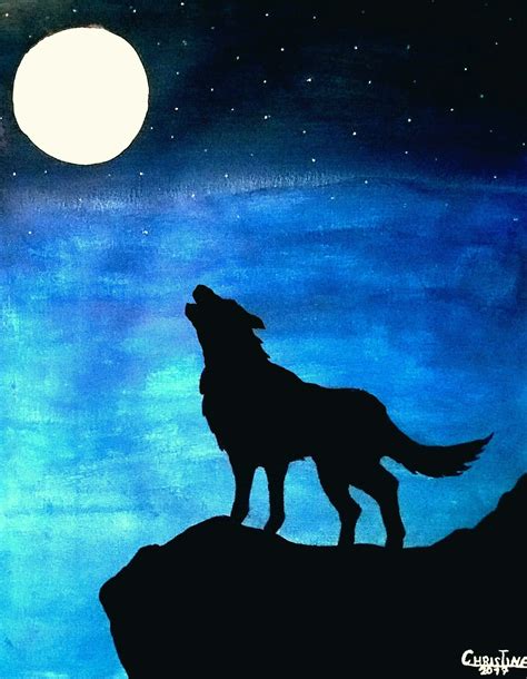 Painting: wolf in the moonlight | Moonlight painting, Art painting, Galaxy painting