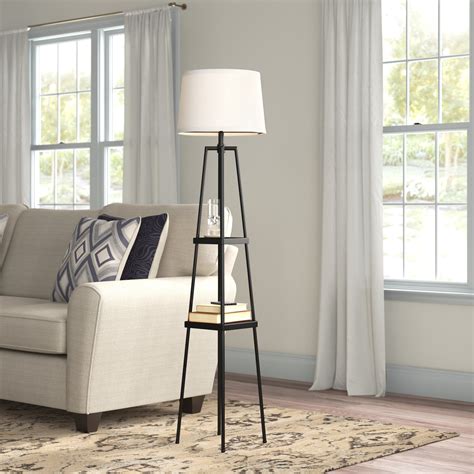 Latitude Run® 58" Modern Metal Etagere Floor Lamp with Shelves and ...