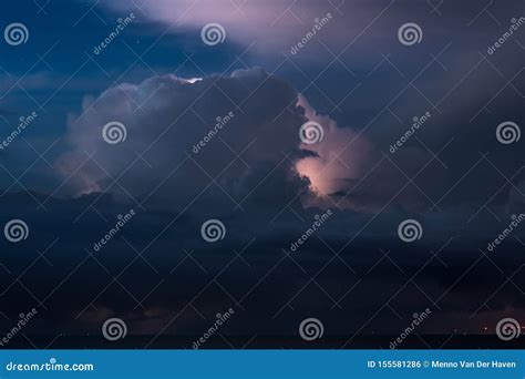 Sheet Lightning in the Top of a Thunderstorm Stock Photo - Image of ...