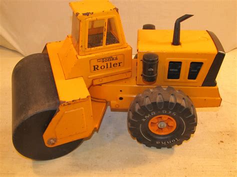 Vintage Old Mighty TONKA Steam Roller Metal Road Paving Construction ...