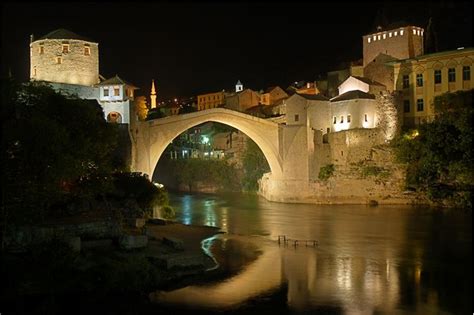 Picture Of Stari Most At Night