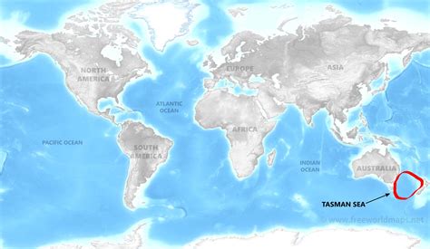 Tasman Sea map - by Freeworldmaps.net