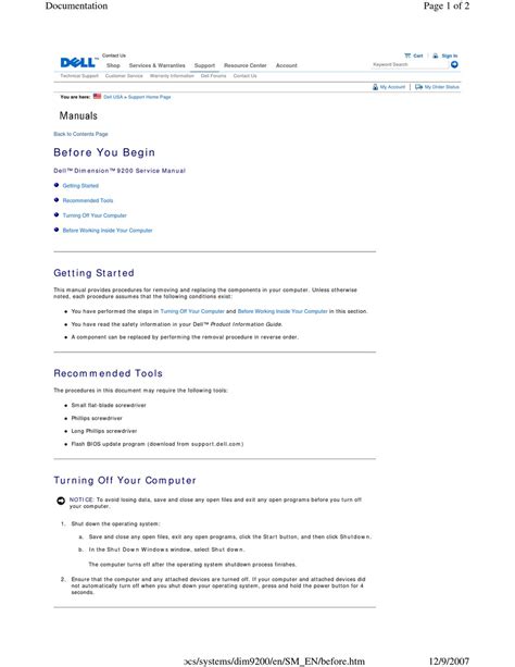DELL DIMENSION 9200 SERVICE MANUAL Pdf Download | ManualsLib