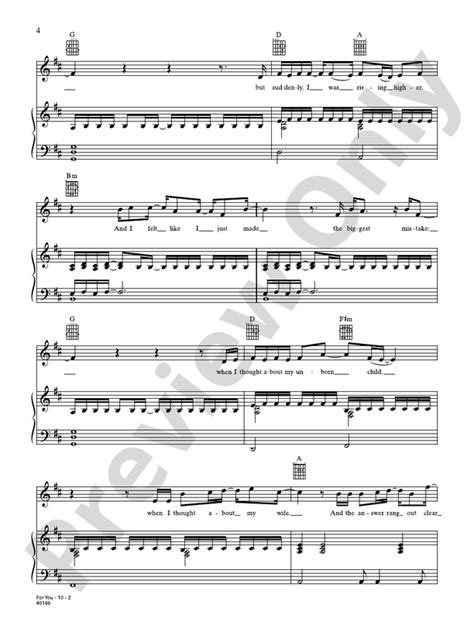 For You: Piano/Vocal/Guitar: Keith Urban - Digital Sheet Music Download