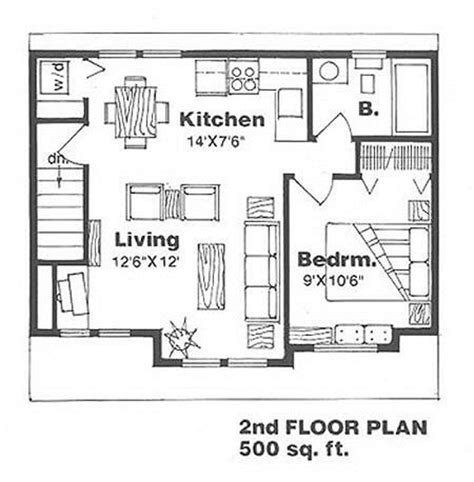 floor plan: Farmhouse Style House Plan - 1 Beds 1 Baths 500 Sq ...