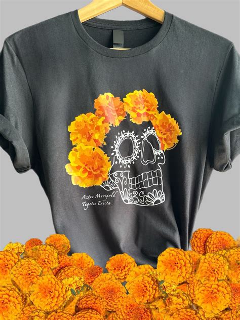 Día de los Muertos Marigold Sugar Skull T-shirt – Carambadas.com
