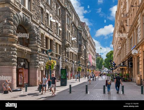 Shops on Mikonkatu street in the city centre, Helsinki, Finland Stock ...