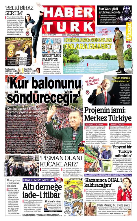 Habertürk Gazetesi 27 Mayıs 2018 Anasayfası - Haber3