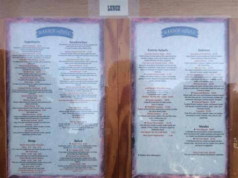 Menu at Harbor House Restaurant, San Diego