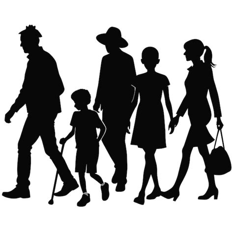 Premium Photo | Silhouette of group of a people walking on white background