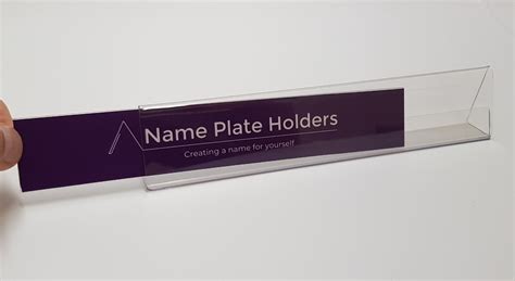 Acrylic name plate holder for use with slide in/slide out insert