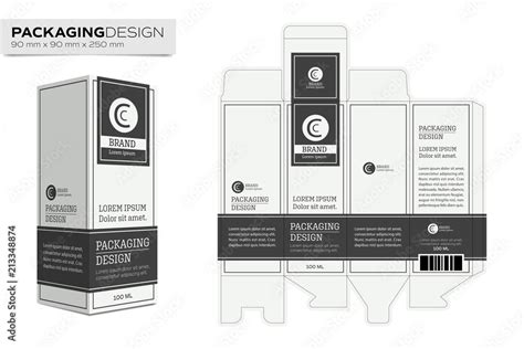 Packaging design template box layout for cosmetic product. Vintage ...