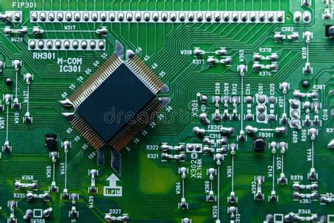 Part of an Electronic Circuit Board with a Microcircuit and Electronic Components Stock Photo ...