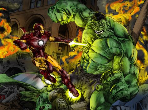 IRON MAN vs HULK color by CThompsonArt on DeviantArt