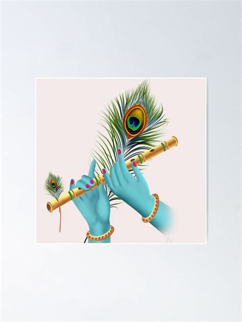 "krishna Mor Pankh With Bansuri " Poster for Sale by mits1983 | Redbubble