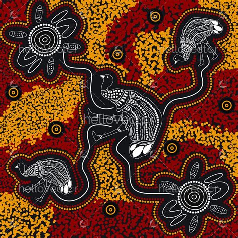 Emu aboriginal dot art background - Download Graphics & Vectors | Aboriginal dot art, Aboriginal ...