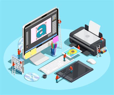 Graphic Designer Workspace Concept Stock Vector - Illustration of ...