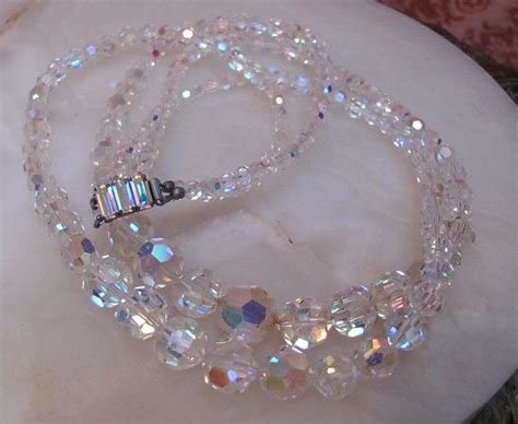 Vintage 1960's AURORA BOREALIS Austrian Crystal Double-Strand Beaded ...