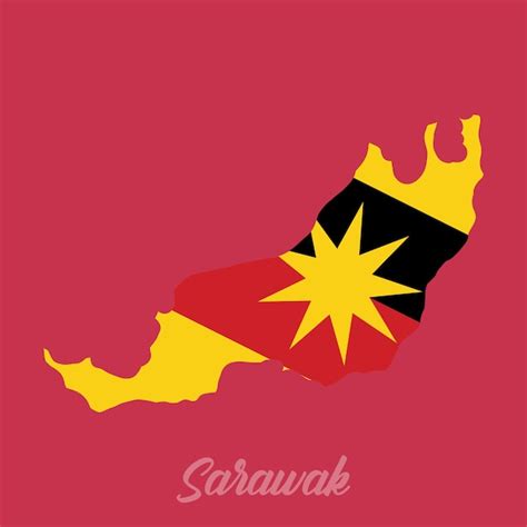 Premium Vector | Sarawak Malaysia Map Flag