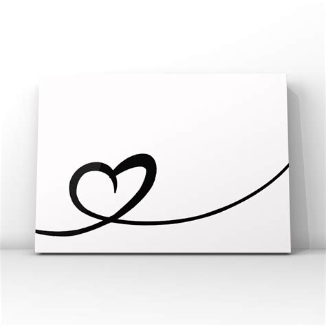 Heart Line Art Print, Black and White Home Decor PRINTED WITH FRAME ...