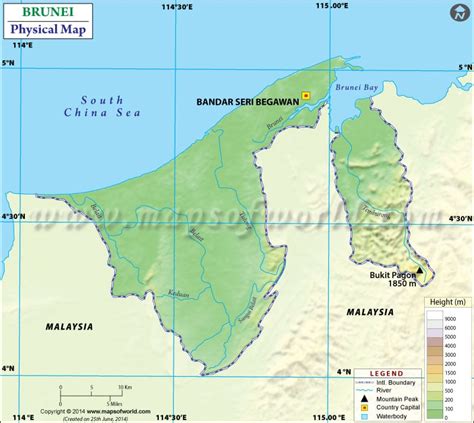 Physical Map of Brunei