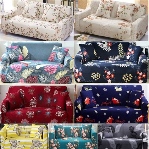 1/ 2/ 3/ 4 SEATER SOFA COVERS - Elastic Floral Loveseat Lounge Recliner ...