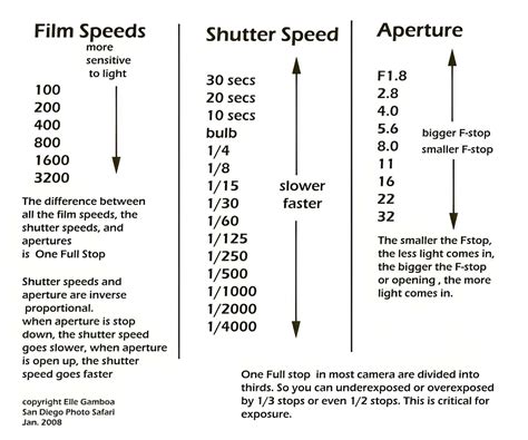 Free Printable Comprehensive Shutter Speed Chart For Perfect Photography