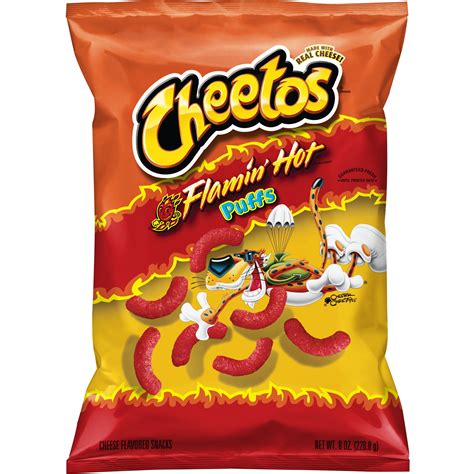 Cheetos Puffs Flamin' Hot Cheese Flavored Snacks, 8 oz Bag - Walmart.com - Walmart.com