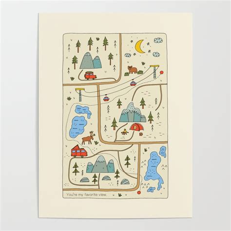 Forest Mountain Map Poster by Anka Drozd | Society6